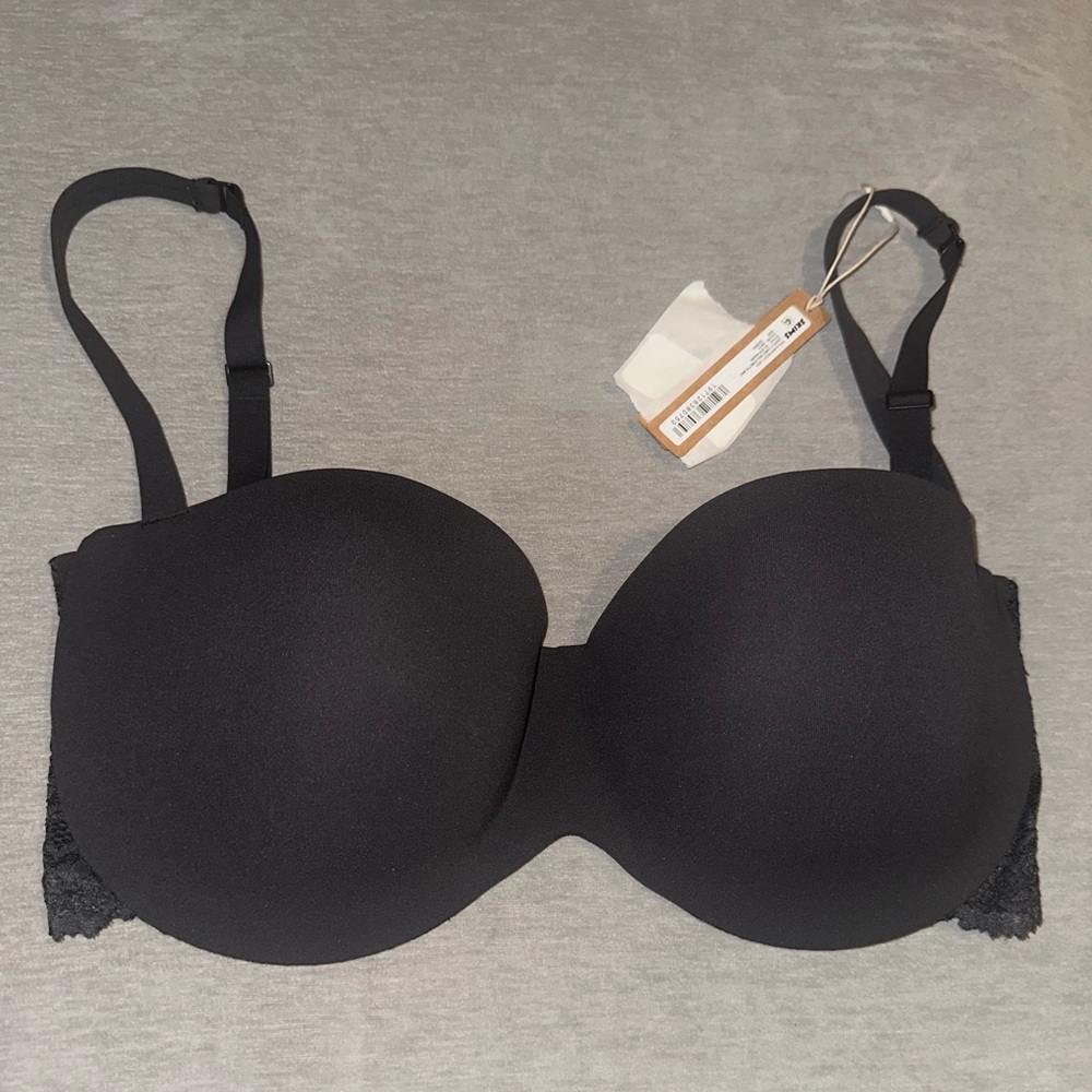 SKIMS onyx fits everybody lace lightly lined balconette bra 32DDDD